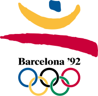 Logo der Olympischen Sommerspiele 1992 mit den olympischen Ringen