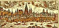 Stadtansicht von Mainz mit Drususstein (13) von Franz Behem (Holzstich, 1565)