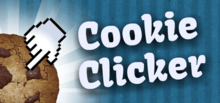 A computer cursor autoclicking a cookie stands beside the title of the game.