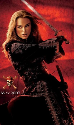 Keira Knightley Elizabeth Swannina elokuvassa Pirates of the Caribbean: Maailman laidalla