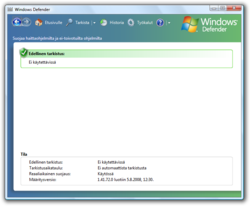 Alkuperäinen Windows Defender haittaohjelmien poistotyökalu Windows Vistassa