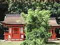 樹下神社（左）と隼人神社 （重要文化財、間は矢竹）