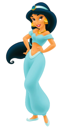 Jasmine wearing her iconic blue out from Aladdin (1992)