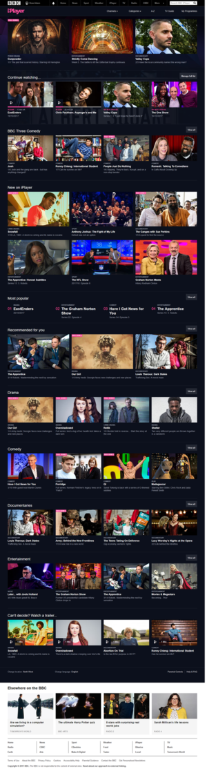 BBC iPlayer homepage