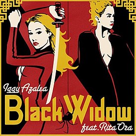 Обложка сингла Игги Азалии при участии Риты Ора «Black Widow» ()