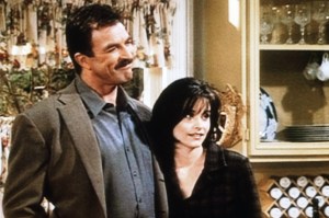 FRIENDS, (from left): Tom Selleck, Courteney Cox, 'The One Where Joey Moves Out', (Season 2, aired Feb. 15, 1996), 1994-2004, © Warner Bros. / Courtesy: Everett Collection