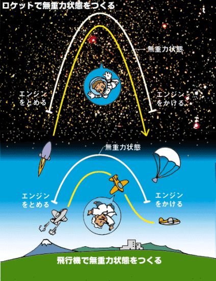 飛行機やロケットの無重力実験