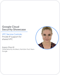 Presentazione della sicurezza di Google Cloud scritta a parole accanto all'immagine di Aspen Sherrill