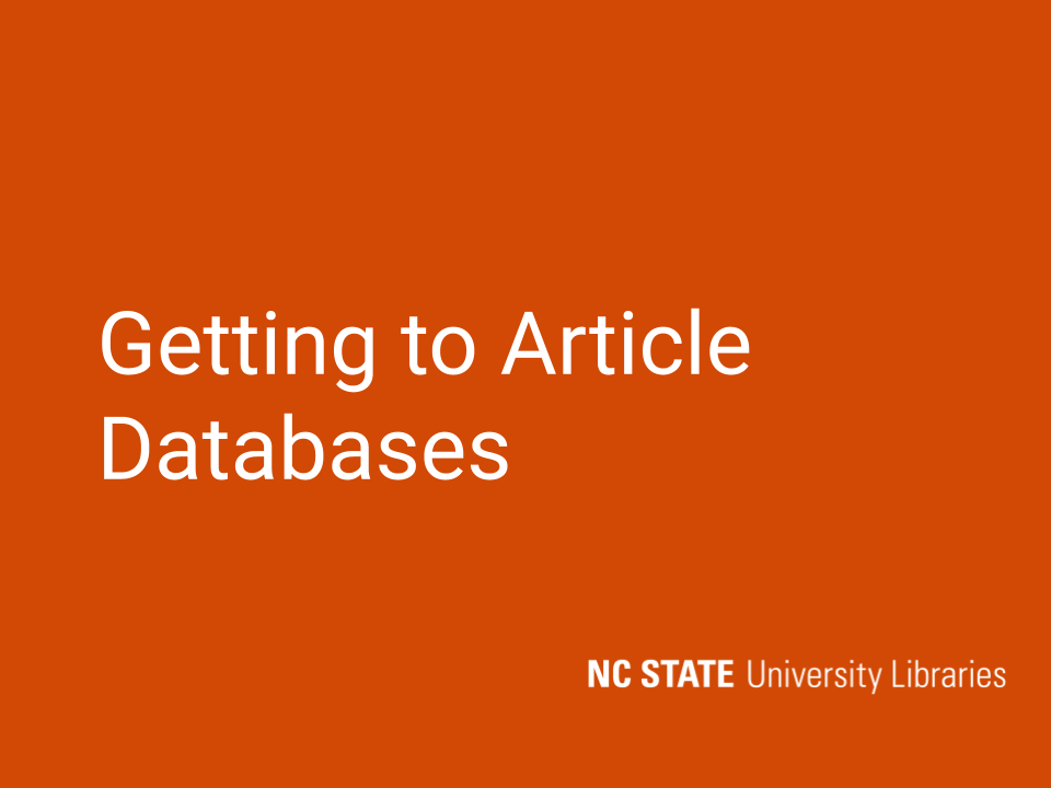 Getting to Article Databases