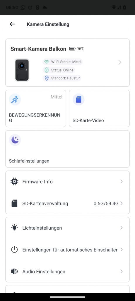 App der NETVUE Birdfy Wildkamera, Hauptmenü