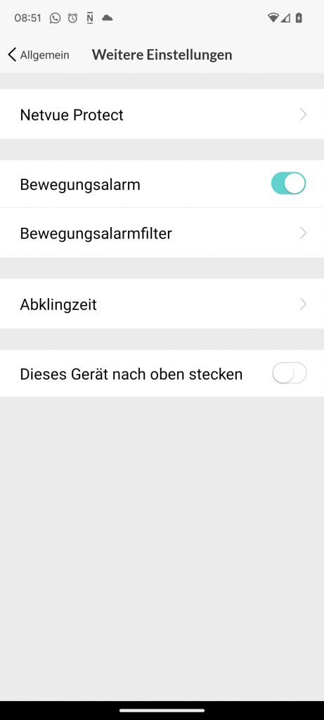 App der NETVUE Birdfy Wildkamera, weitere Einstellungen (2)