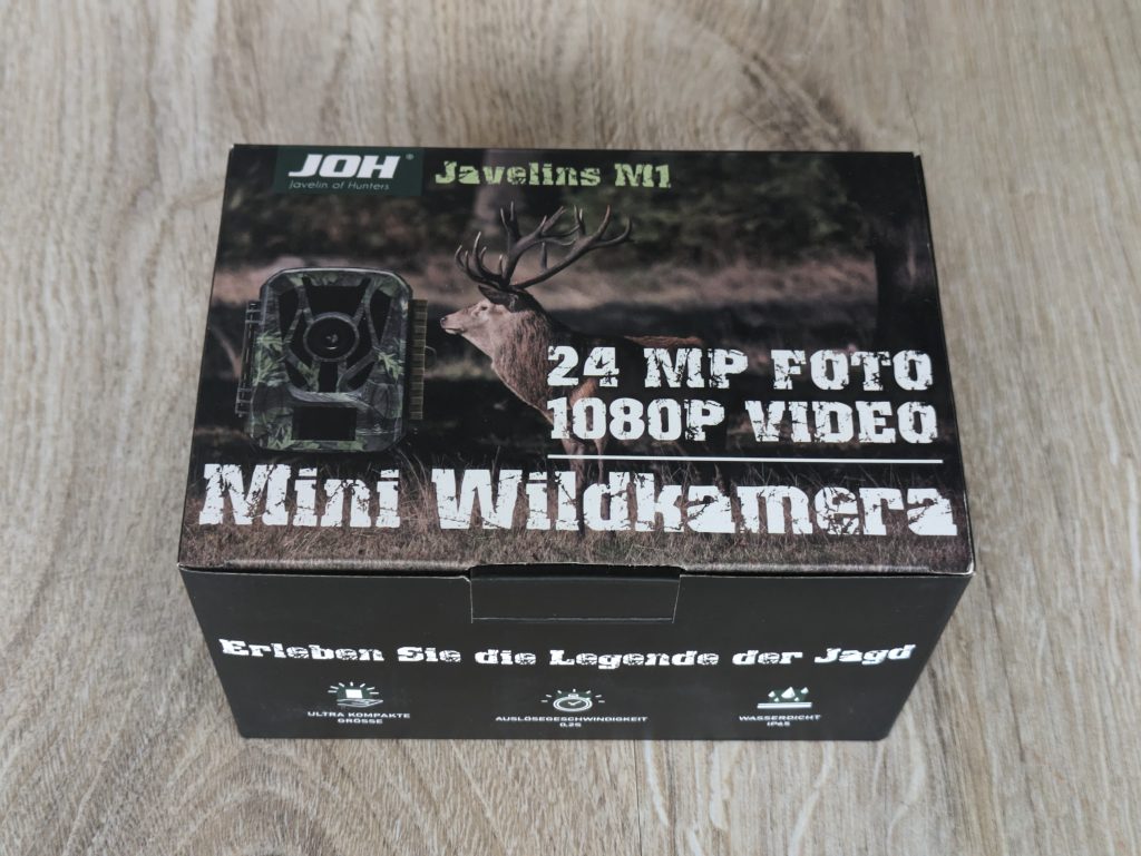 Verpackung der JOH Javelins M1 Wildkamera von vorne