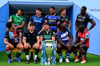 Northampton’s Furbank, front row centre, could be a contender for the player of the season along with Itoje of Saracens, top right