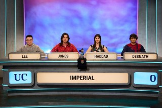 From left: Justin Lee, Adam Jones, the team’s captain Suraiya Haddad, and Sourajit Debnath of Imperial College London on University Challenge