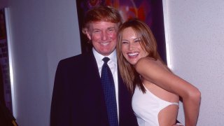 Donald Trump and Melania Knauss, his future wife, at a Star Wars premiere in 1999