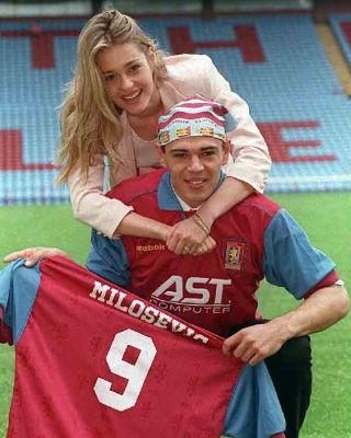 Savo Milosevic after signing for Aston Villa in 1995, left, and Little