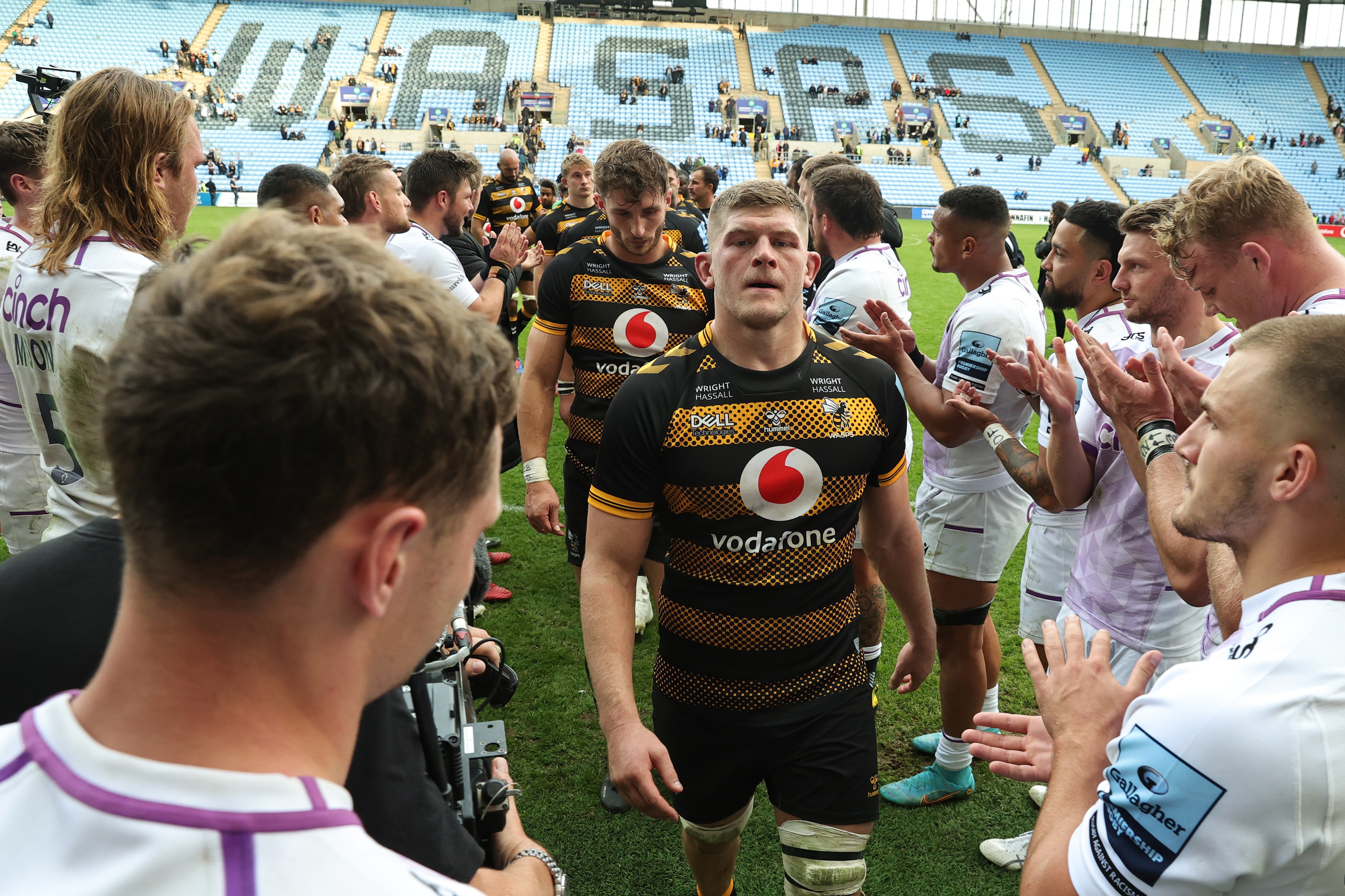 Jack Willis, who will remain at Toulouse next season, leaves the field against Northampton in October — Wasps currently have no players on their books